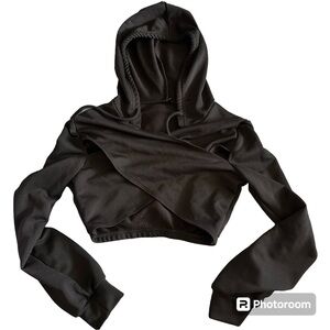Black Hooded Wrap Top (lowest price)